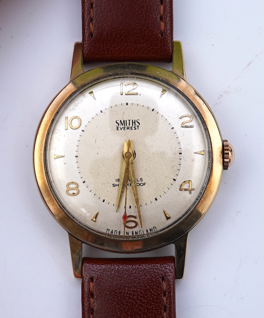 A gentleman's 1950's? 9ct gold Smiths Everest manual wind wrist watch